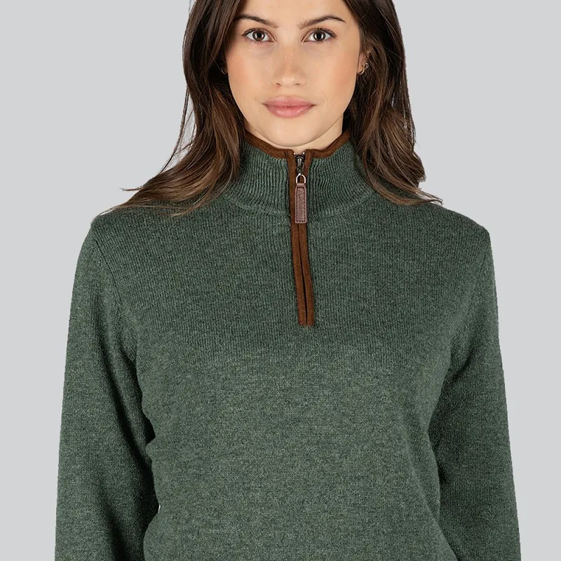 Schoffel Womens Lambswool Aerobloc 1/4 Zip Jumper Cedar Green-8